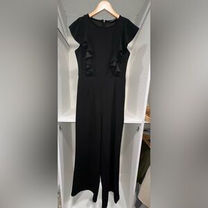 Black Jumpsuit with Ruffles. Wedding Guest